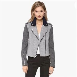 NEW! Theory Color Blocked Adashi Cropped Moto Bomber Jacket Size Small/Petite